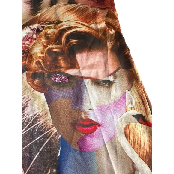 Rare Custo Barcelona Size Medium Multicolor Wearable Art Leopard Swan #Q3-4 - Picture 14 of 15